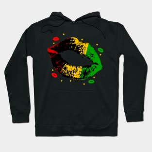 Rasta Coloured Lipstick Kiss Lips Hoodie